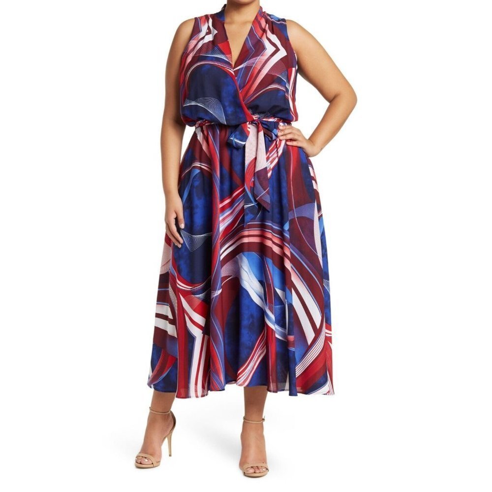 Love x Design Womens Spain Printed Maxi Dress Multi Sleeveless Plus Size 4X‎ NWT